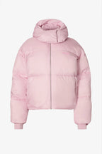 Chic Waterproof Cropped Oversized Ski Jacket in Powder Pink