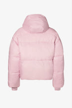 Chic Waterproof Cropped Oversized Ski Jacket in Powder Pink