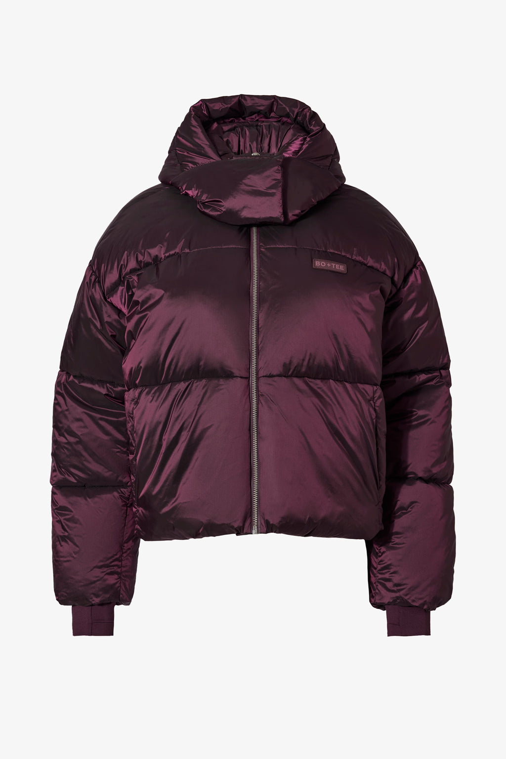 Chic Waterproof Cropped Oversized Ski Jacket in Burgundy