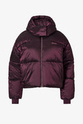 Chic Waterproof Cropped Oversized Ski Jacket in Burgundy