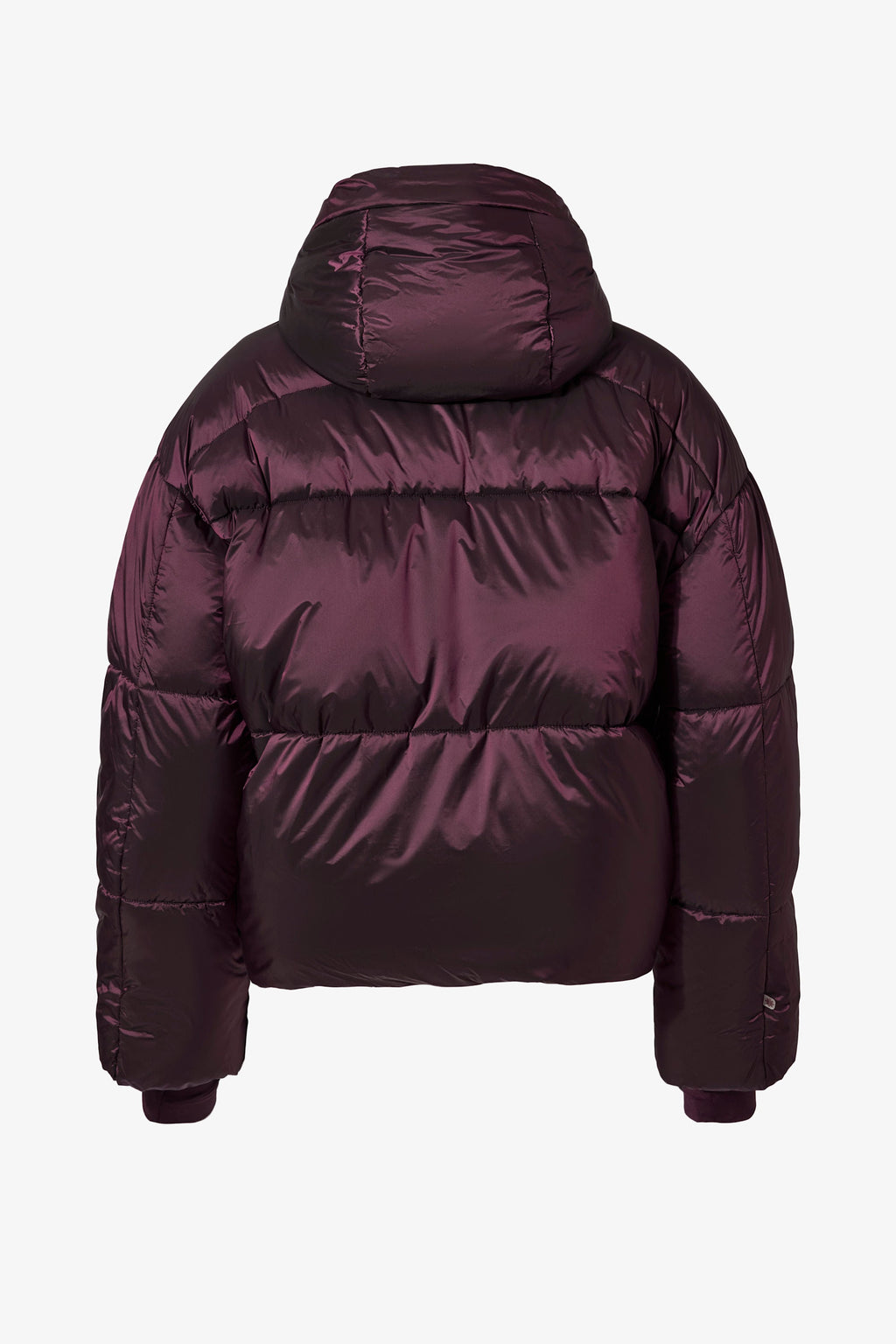 Chic Waterproof Cropped Oversized Ski Jacket in Burgundy