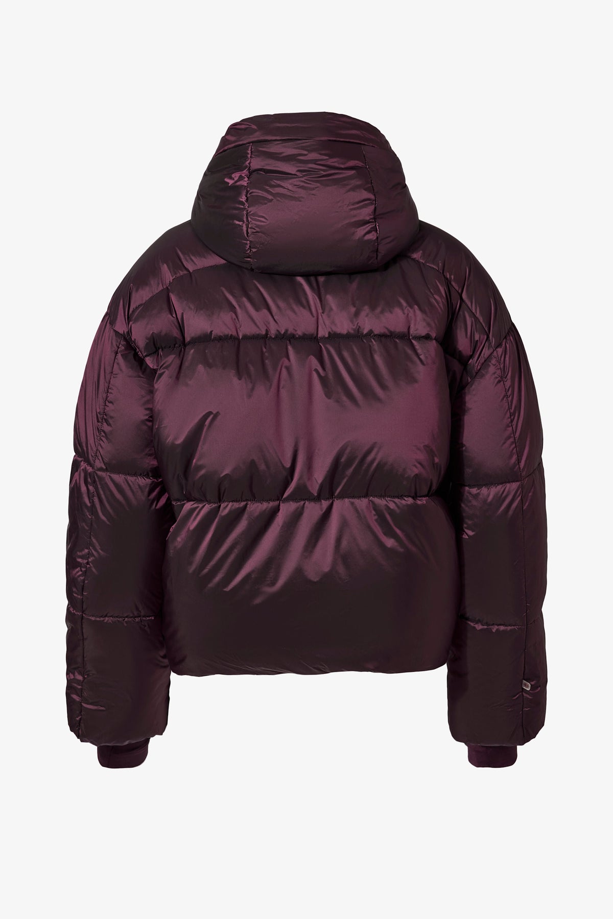 Chic Waterproof Cropped Oversized Ski Jacket in Burgundy