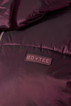 Chic Waterproof Cropped Oversized Ski Jacket in Burgundy