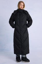 Chic Waterproof Hooded Long Parka Coat in Black