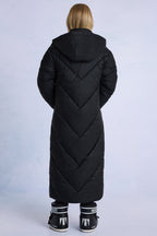 Chic Waterproof Hooded Long Parka Coat in Black