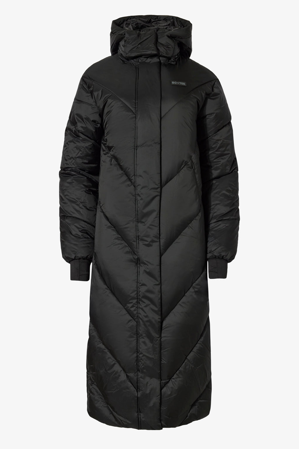 Chic Waterproof Hooded Long Parka Coat in Black