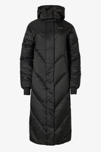 Chic Waterproof Hooded Long Parka Coat in Black