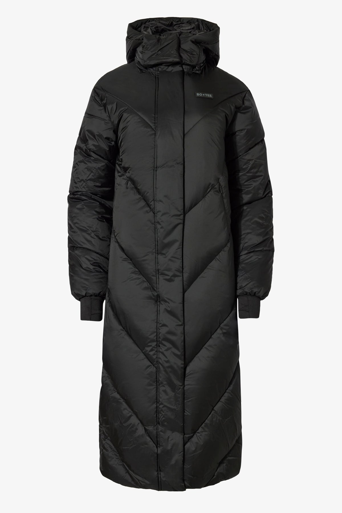 Chic Waterproof Hooded Long Parka Coat in Black