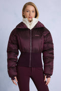 Chic Waterproof Layered Ski Jacket in Burgundy