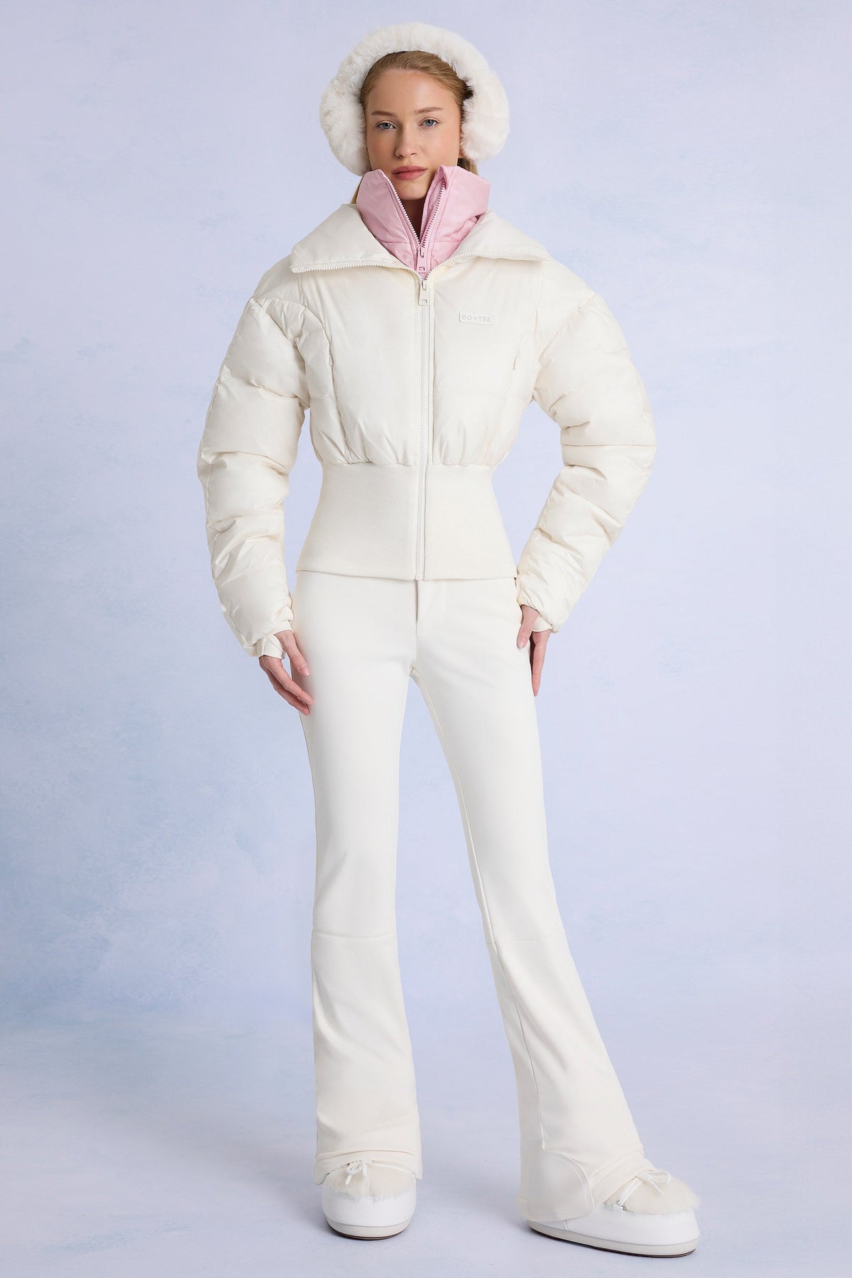 Chic Waterproof Layered Ski Jacket in Ice