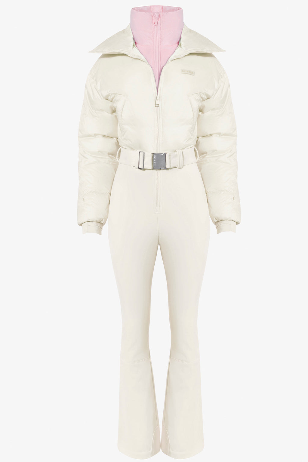 Chic Waterproof Belted Layered Ski Suit in Ice