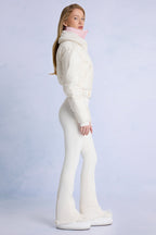 Chic Waterproof Belted Layered Ski Suit in Ice