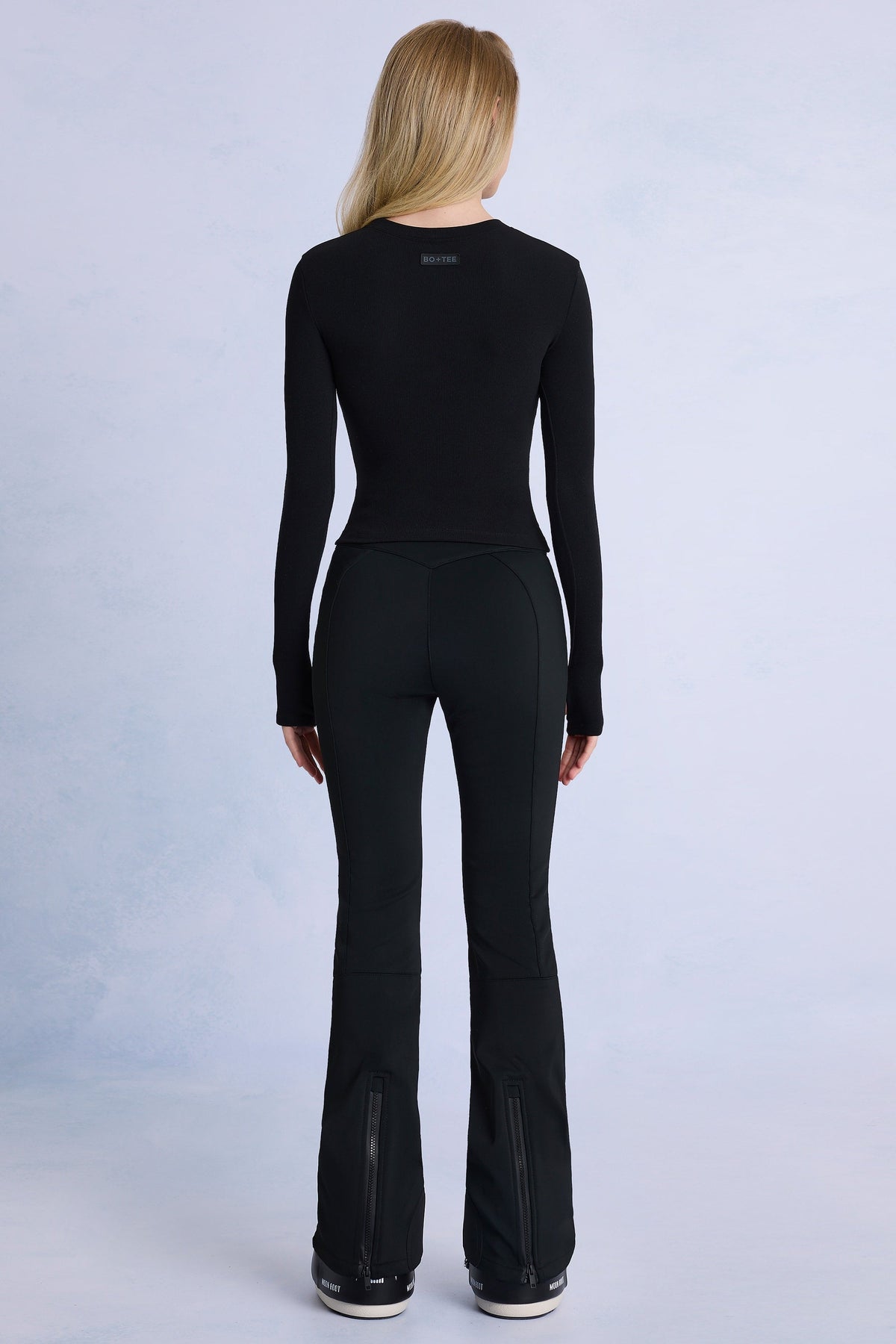 Chic Waterproof Belted Ski Salopettes in Black