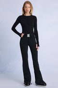 Chic Waterproof Belted Ski Salopettes in Black