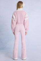 Chic Waterproof Belted Ski Salopettes in Powder Pink