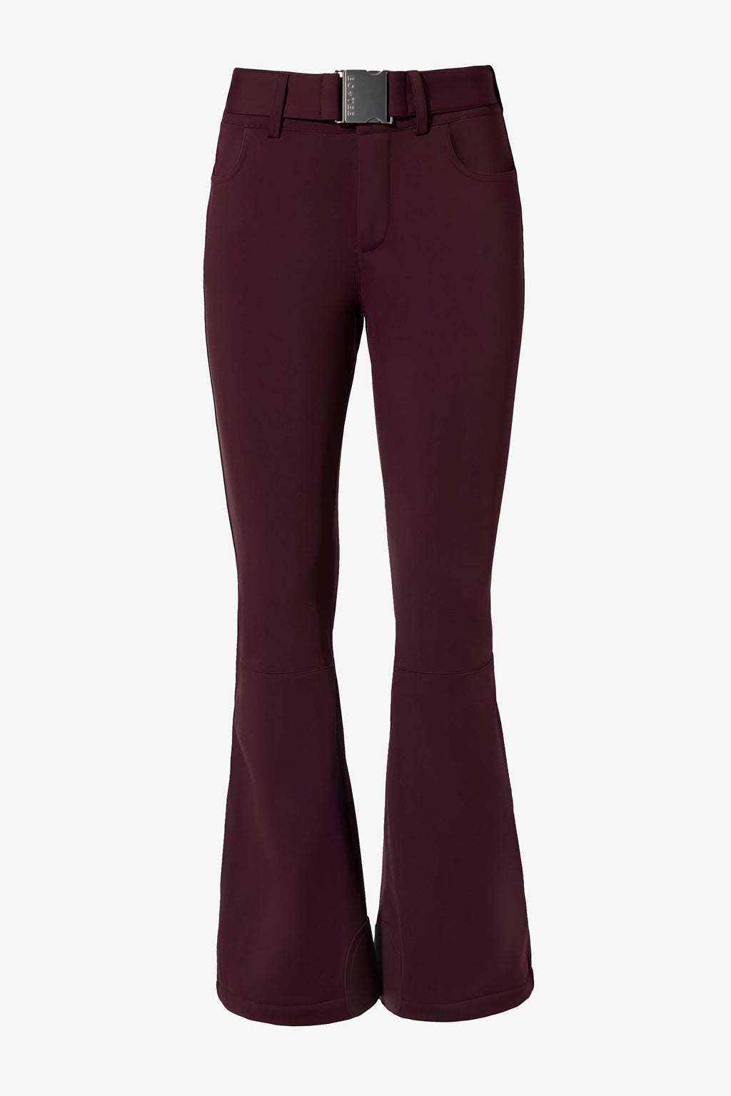 Chic Waterproof Belted Ski Salopettes in Burgundy