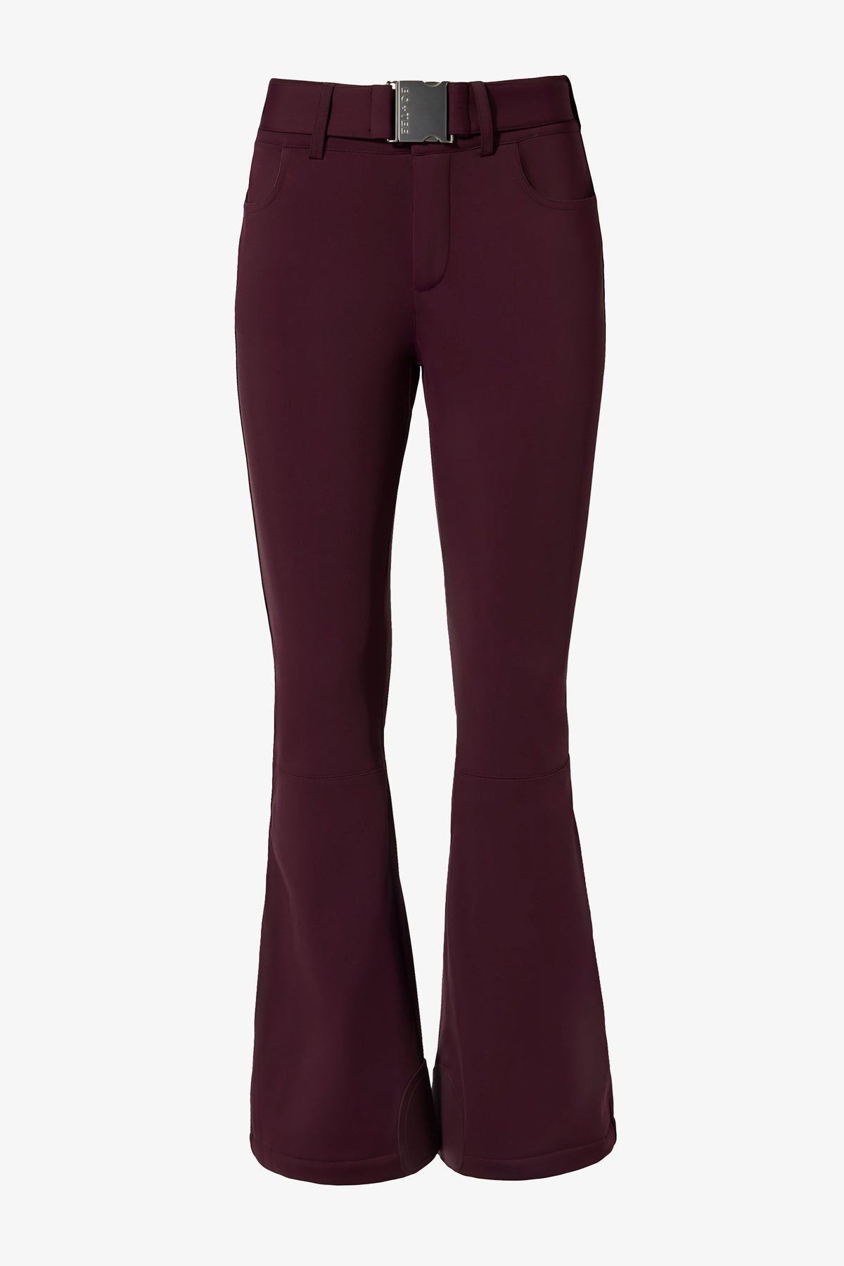 Chic Waterproof Belted Ski Salopettes in Burgundy