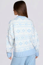Chic Jacquard-Knit Oversized Jumper in Powder Blue