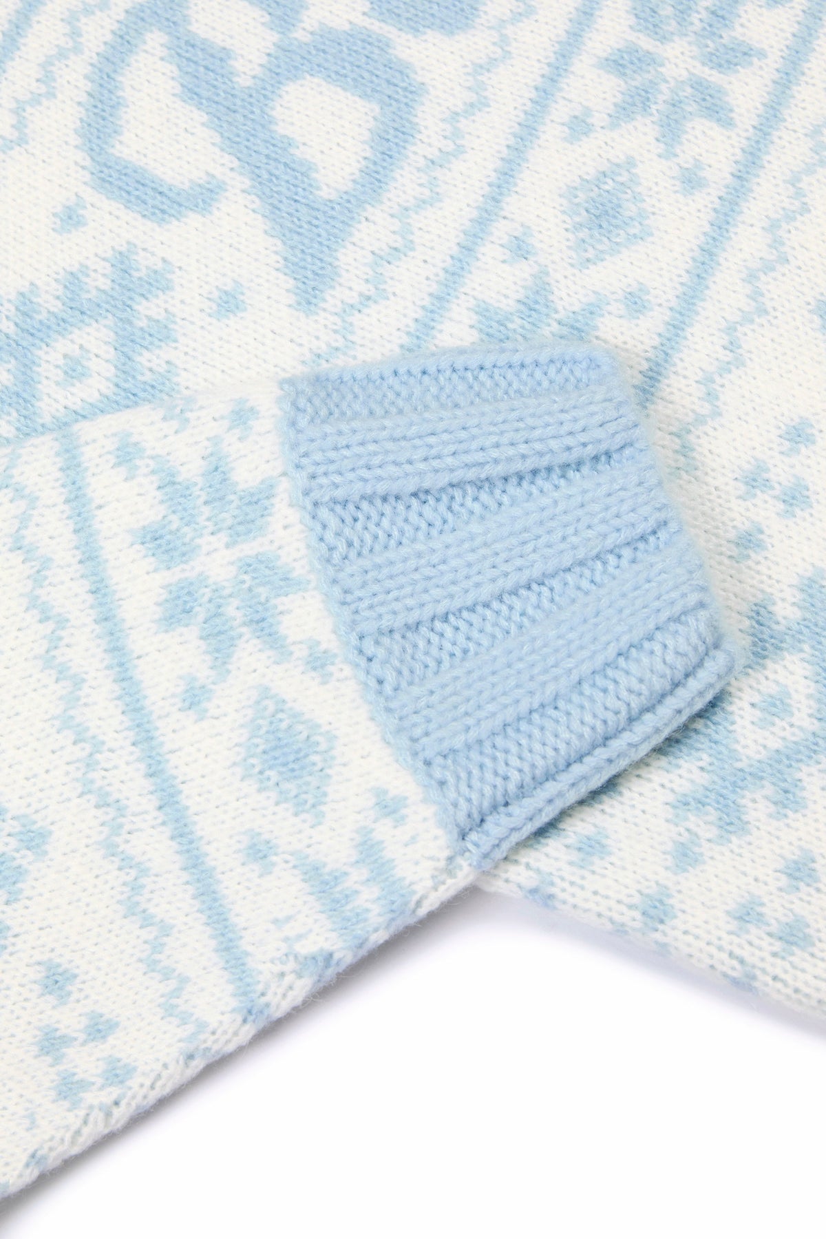 Chic Jacquard-Knit Oversized Jumper in Powder Blue