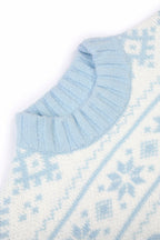 Chic Jacquard-Knit Oversized Jumper in Powder Blue