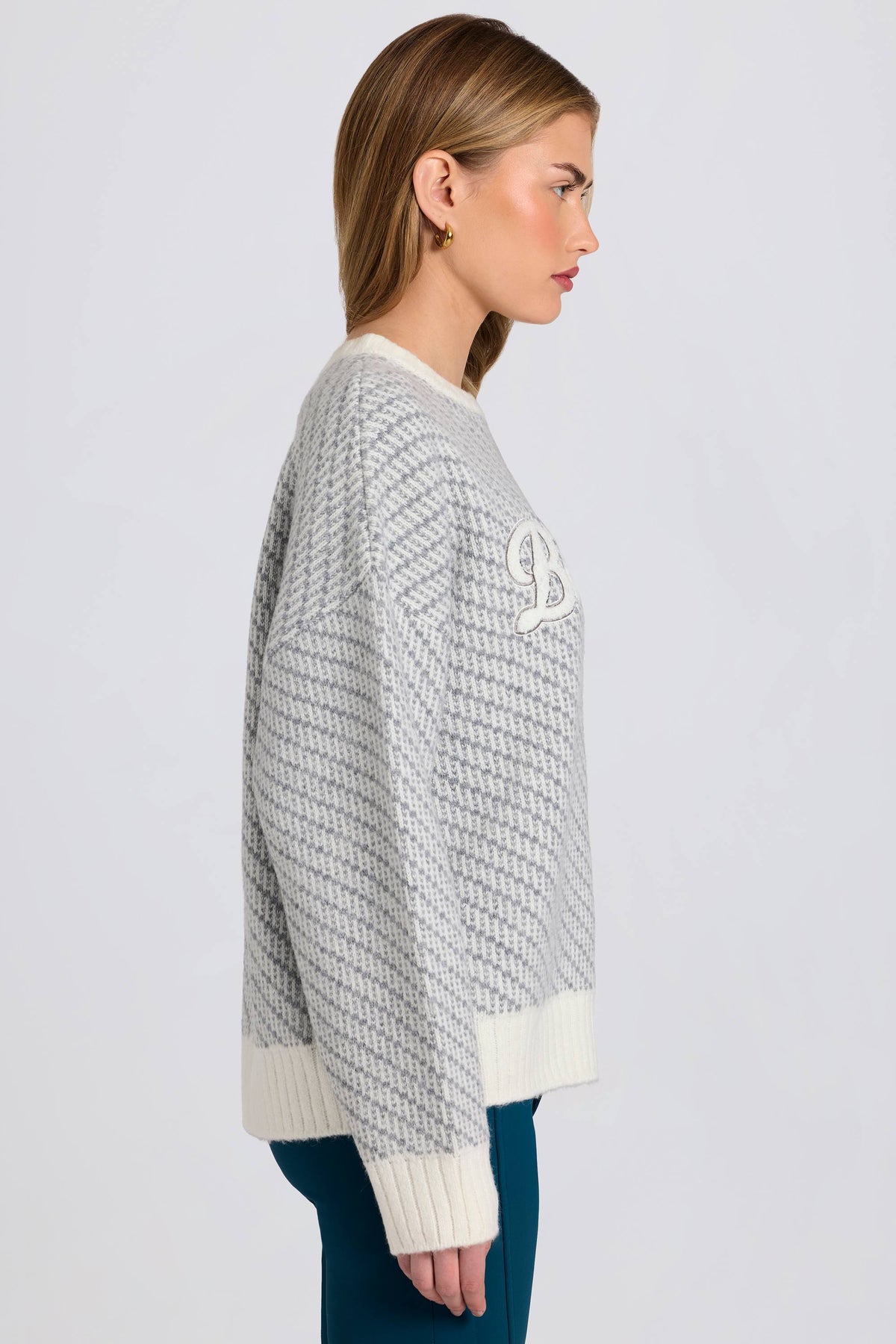 Chic Knit Logo Oversized Jumper in Ice
