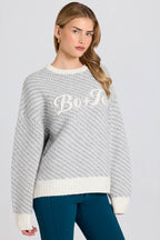 Chic Knit Logo Oversized Jumper in Ice