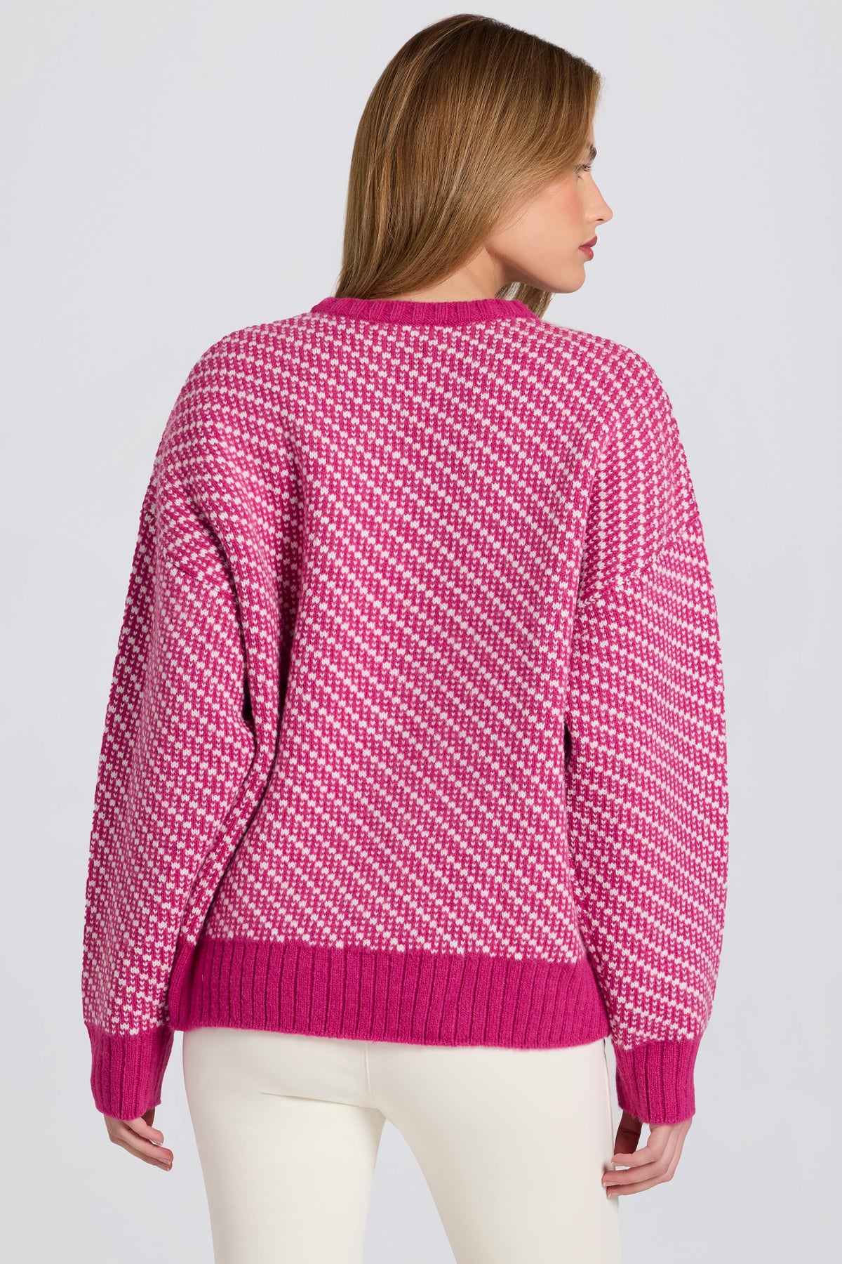 Chic Knit Logo Oversized Jumper in Magenta Pink