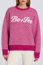 Chic Knit Logo Oversized Jumper in Magenta Pink