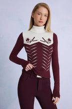Chic Knit Long-Sleeve Fitted Top in Burgundy