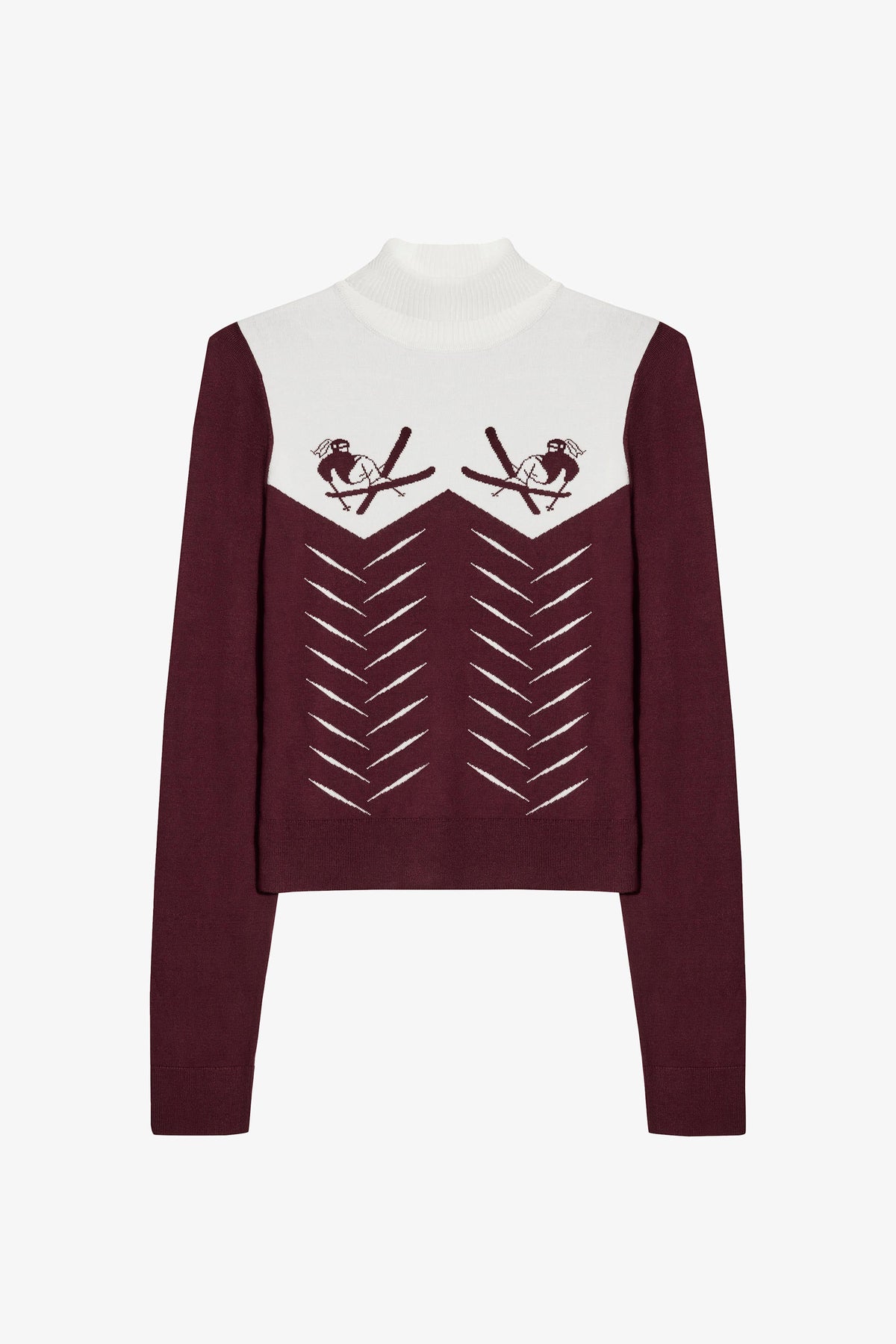 Chic Knit Long-Sleeve Fitted Top in Burgundy