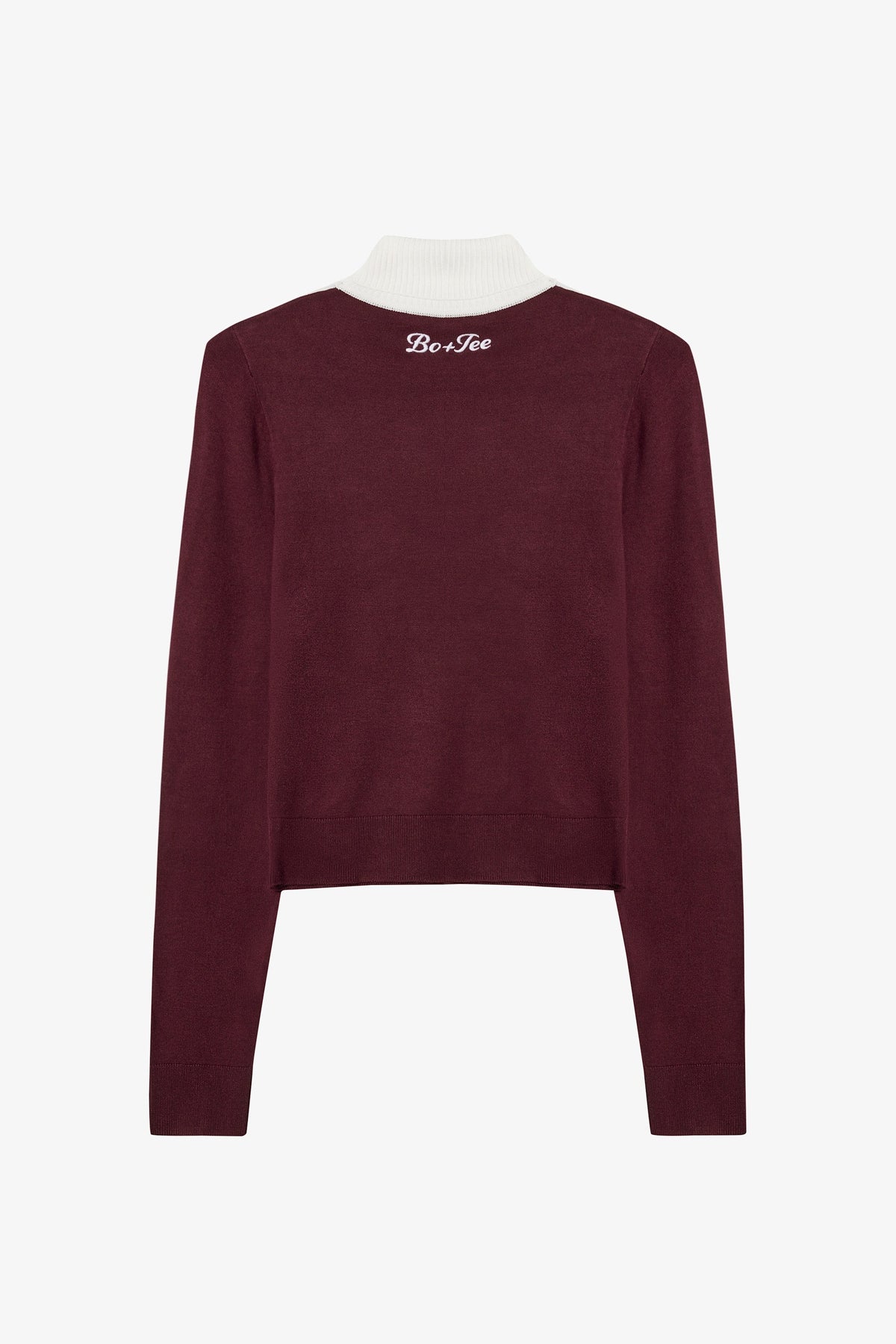 Chic Knit Long-Sleeve Fitted Top in Burgundy