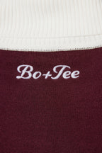 Chic Knit Long-Sleeve Fitted Top in Burgundy