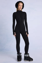 Chic Thermal Base-Layer Jumpsuit in Black