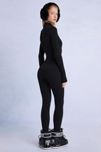 Chic Thermal Base-Layer Jumpsuit in Black