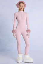 Chic Thermal Base-Layer Jumpsuit in Powder Pink
