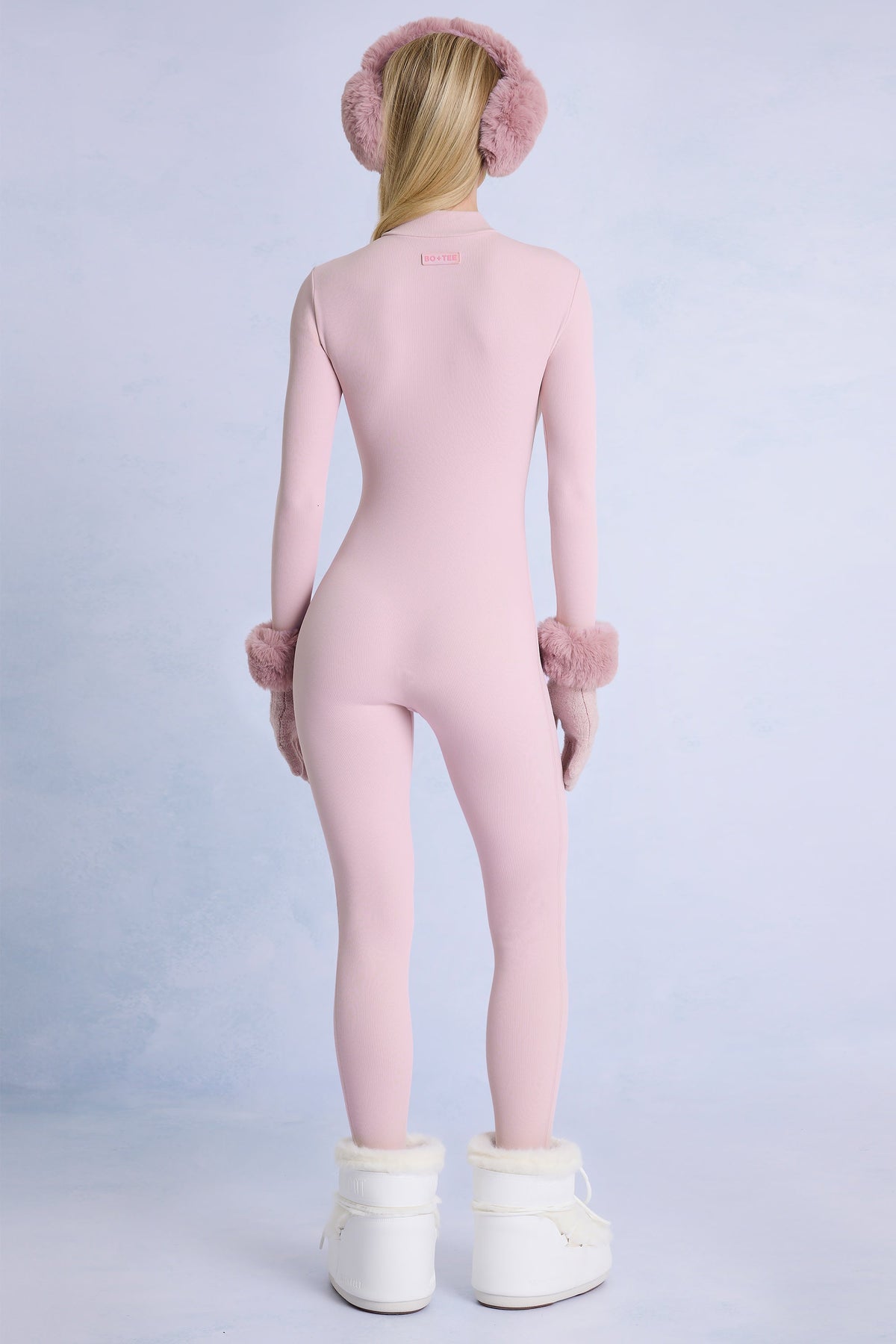 Chic Thermal Base-Layer Jumpsuit in Powder Pink