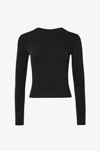 Chic Thermal Long Sleeve Top in Black