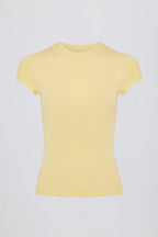Chic Cut-Out Longline T-Shirt in Lemon