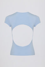 Chic Cut-Out Longline T-Shirt in Sky