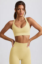 Chic Super Sculpt Seamless Crossback Sports Bra in Butter