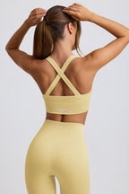 Chic Super Sculpt Seamless Crossback Sports Bra in Butter
