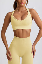 Chic Super Sculpt Seamless Crossback Sports Bra in Butter