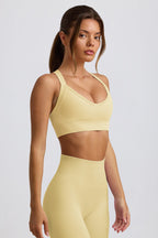 Chic Super Sculpt Seamless Crossback Sports Bra in Butter