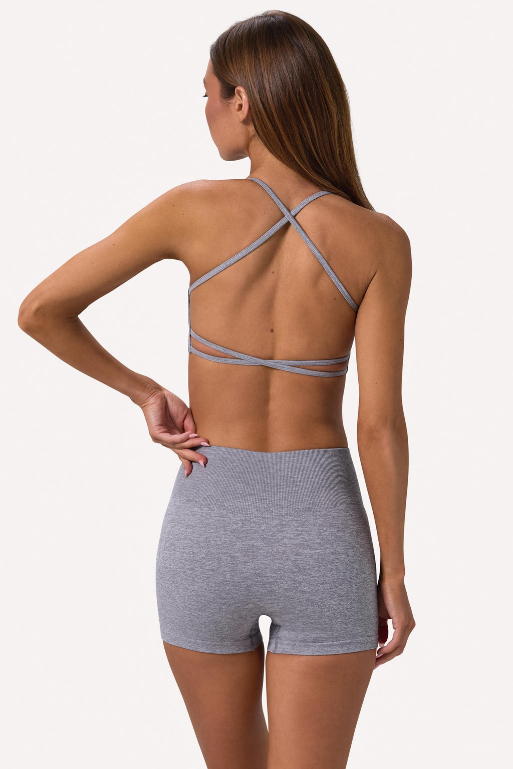 Chic Super Sculpt Seamless Backless Sports Bra in Grey Marl