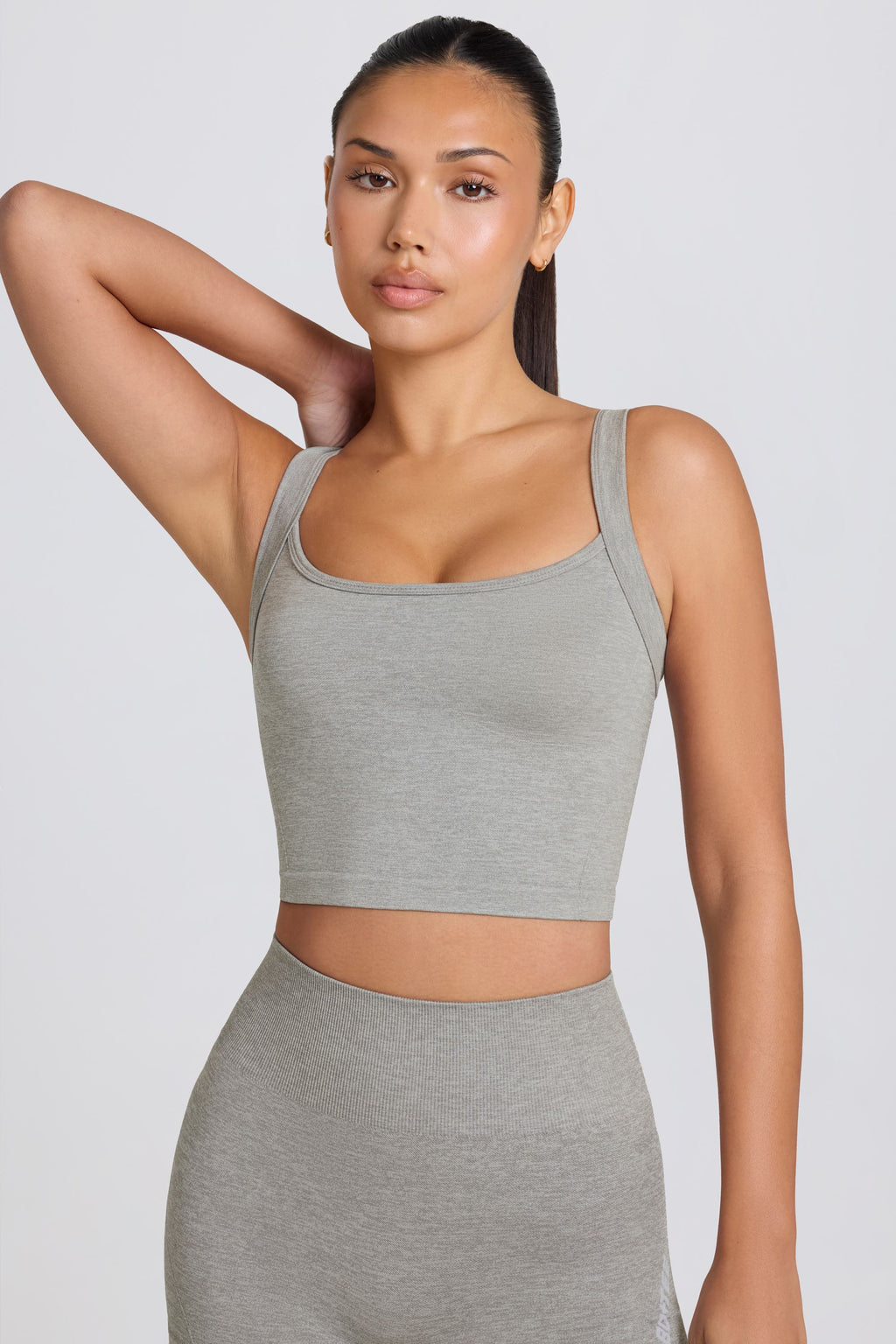Chic Super Sculpt Seamless Longline Camisole Top in Grey Marl