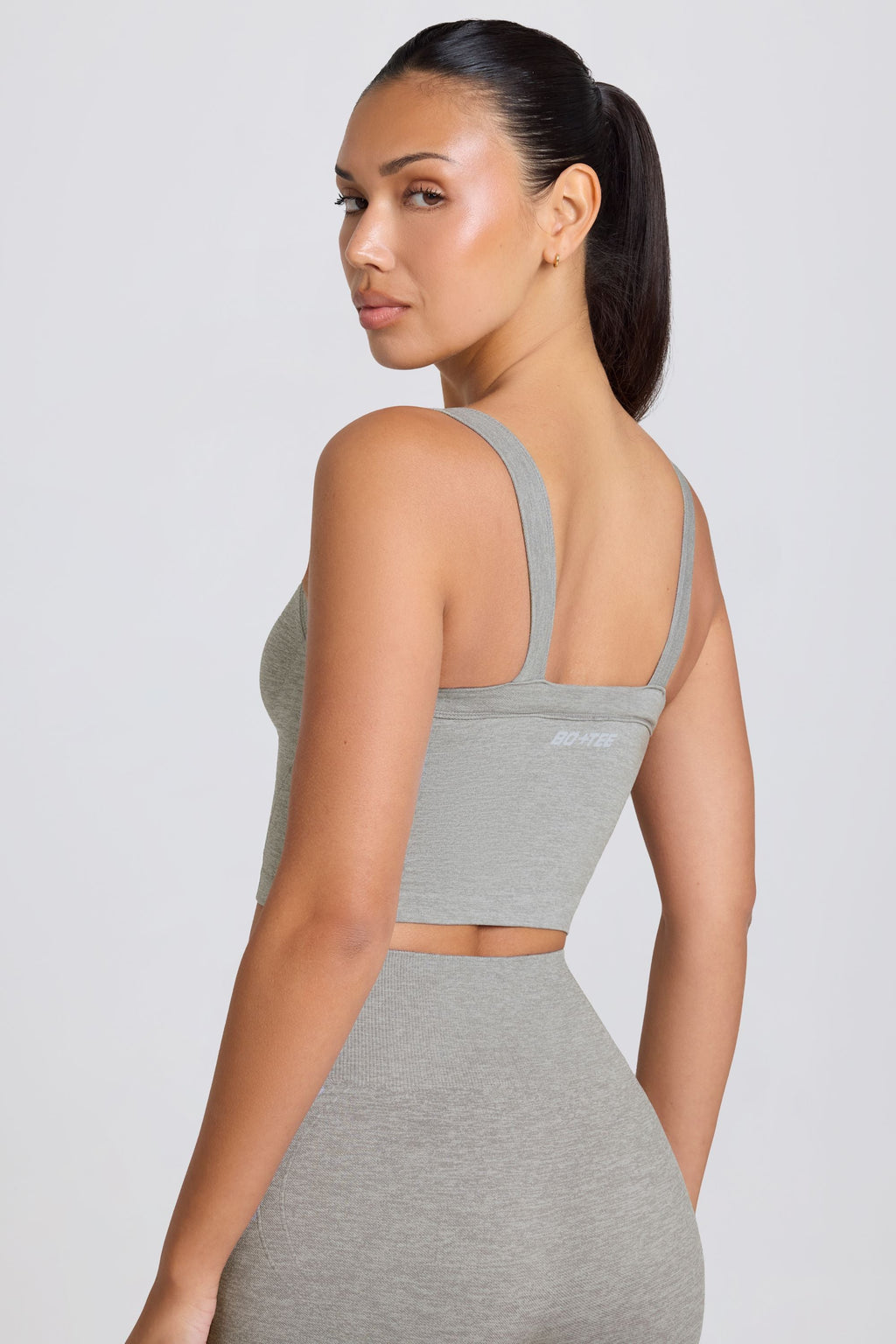 Chic Super Sculpt Seamless Longline Camisole Top in Grey Marl