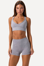 Chic Super Sculpt Seamless Crossback Sports Bra in Grey Marl