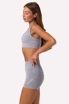 Chic Super Sculpt Seamless Crossback Sports Bra in Grey Marl