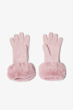 Chic Knit Faux-Fur Cuff Gloves in Powder Pink
