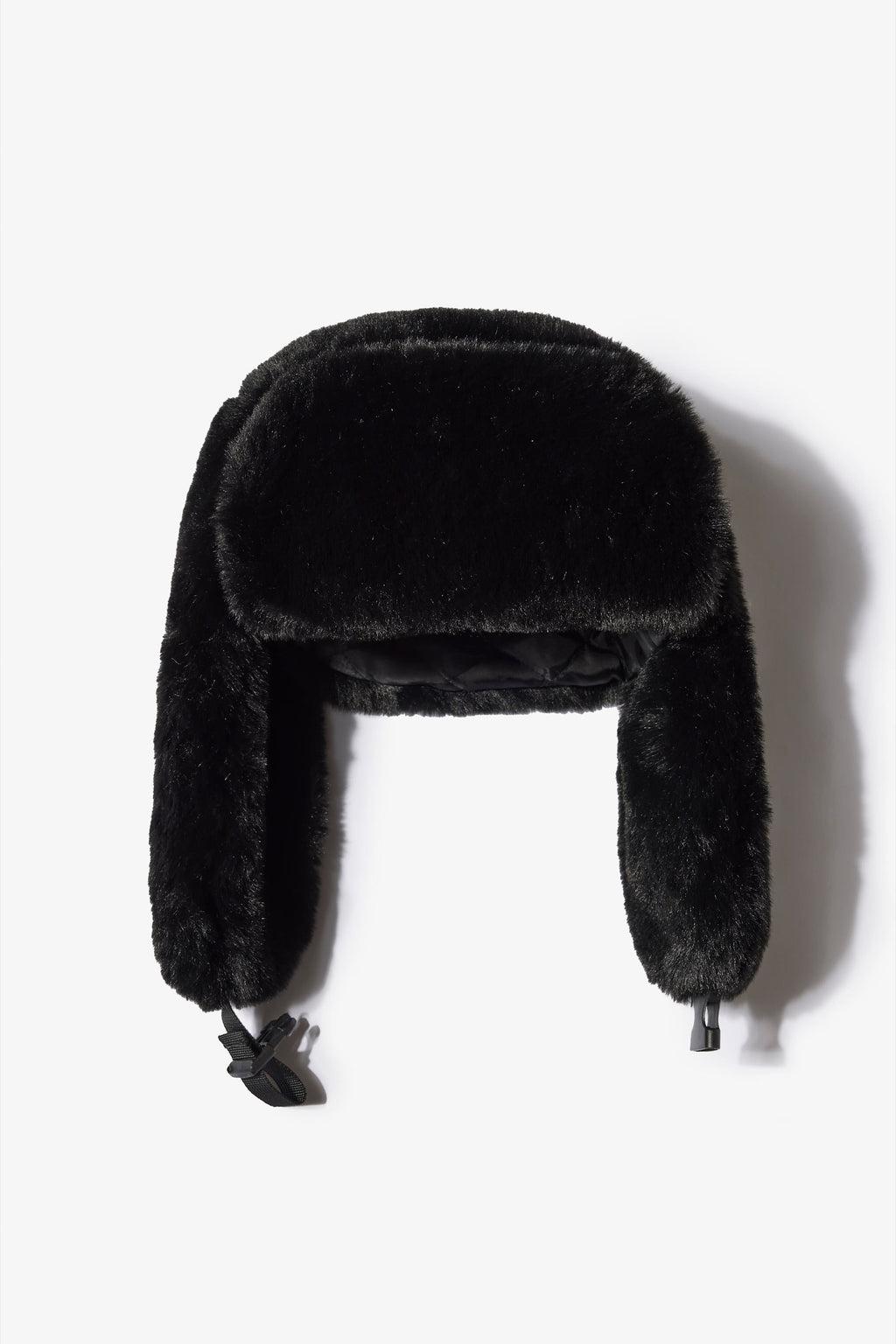 Chic Faux-Fur Trapper Hat in Black